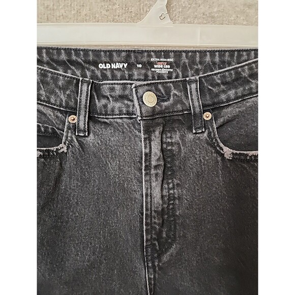 Old Navy Curvy Extra High Rise Wide-Leg Jeans Womens 10 Black Wash NEW - Picture 5 of 11